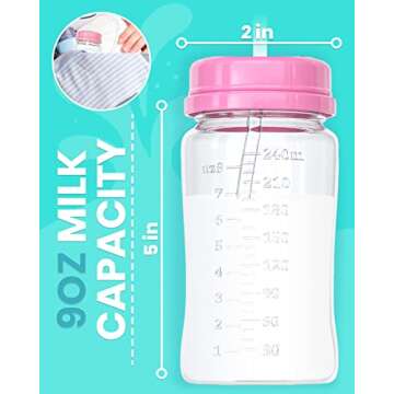 Skywin Self Feeding Baby Bottle 8oz Bottle Holder for Baby - 2 Pack Baby Bottle with Straw, Anti Colic, for Convenient Feeding (Pink)
