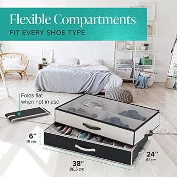 Woffit Under Bed Organizer for Shoes & Sweaters – 20 Pair Fit