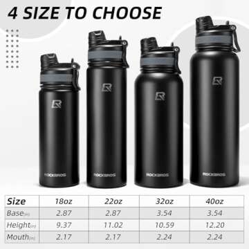 ROCKBROS Insulated Water Bottle with Straw, Stainless Steel Sports Water Cup Flask Leak Proof with Handle Keep Warm and Cold for Hiking, Cycling, Bike Travel, School Sports, Gym