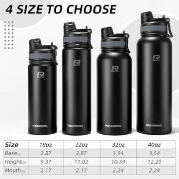 ROCKBROS Insulated Water Bottle with Straw, Stainless Steel Sports Water Cup Flask Leak Proof with Handle Keep Warm and Cold for Hiking, Cycling, Bike Travel, School Sports, Gym