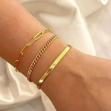 Gokeey Gold Bracelets Set for Women - 14K Gold Plated