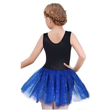 EQSJIU Gymnastics Leotards for Toddler Girls with Skirt 3t 4t Black Blue Navy Gold Sequins Tutu Skir...