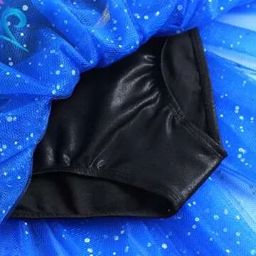 EQSJIU Gymnastics Leotards for Toddler Girls with Skirt 3t 4t Black Blue Navy Gold Sequins Tutu Skirts Dress Dance Outfit Bodysuits