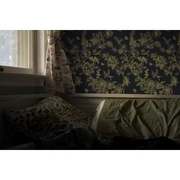 Froluya 118"x17.7" Black and Gold Vintage Floral Wallpaper Peel and Stick Wallpaper Removable Contact Paper Self Adhesive Peel and Stick Wallpaper Wall Paper for Bedroom Cabinets Shelf Liner Vinyl