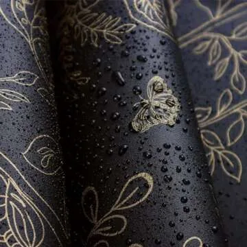 Froluya 118"x17.7" Black and Gold Vintage Floral Wallpaper Peel and Stick Wallpaper Removable Contact Paper Self Adhesive Peel and Stick Wallpaper Wall Paper for Bedroom Cabinets Shelf Liner Vinyl