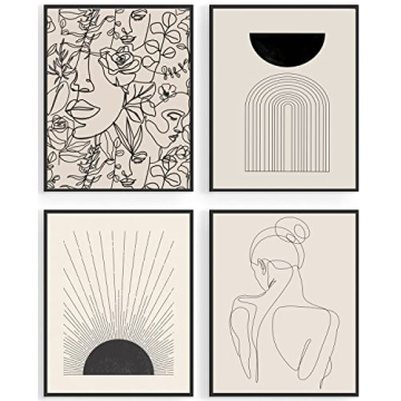 Minimalist Boho Wall Art Set of 4 for Elegant Home Decor