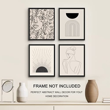 Minimalist Boho Wall Art Set of 4 for Modern Decor