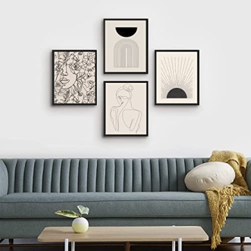 Minimalist Boho Wall Art Set of 4 for Modern Decor