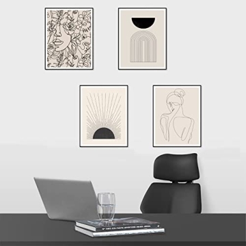 Minimalist Boho Wall Art Set of 4 for Modern Decor