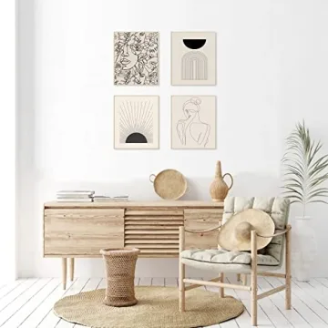 Minimalist Boho Wall Art Set of 4 for Modern Decor