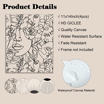 Minimalist Boho Wall Art Set of 4 for Modern Decor