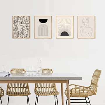 Minimalist Boho Wall Art Set of 4 for Modern Decor