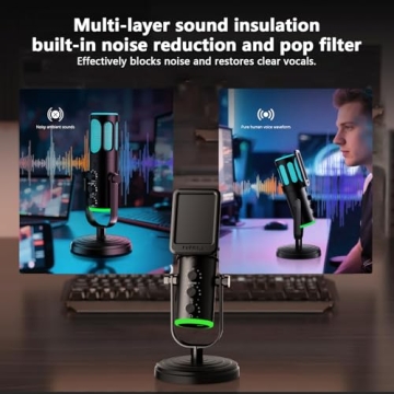 PUPGSIS USB Gaming Microphone with RGB and Mute Control