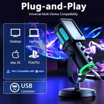PUPGSIS USB Gaming Microphone with RGB and Mute Control