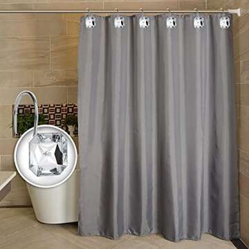 Shower Curtain Hooks, BEAVOING 12 PCS Anti Rust Square Crystal Rhinestones Decorative Shower Hooks R...