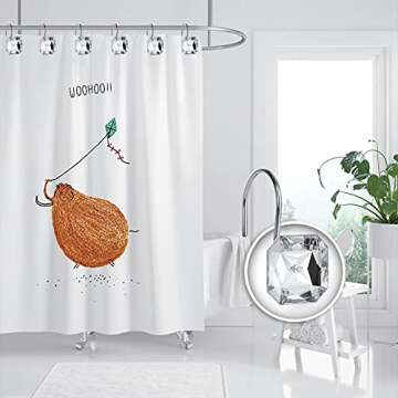 Shower Curtain Hooks, BEAVOING 12 PCS Anti Rust Square Crystal Rhinestones Decorative Shower Hooks Rings for Bathroom Shower Curtains Rods (Clear)