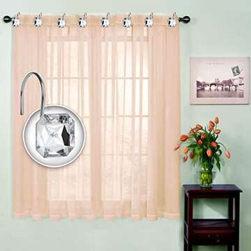 Shower Curtain Hooks, BEAVOING 12 PCS Anti Rust Square Crystal Rhinestones Decorative Shower Hooks Rings for Bathroom Shower Curtains Rods (Clear)