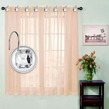 Shower Curtain Hooks, BEAVOING 12 PCS Anti Rust Square Crystal Rhinestones Decorative Shower Hooks Rings for Bathroom Shower Curtains Rods (Clear)