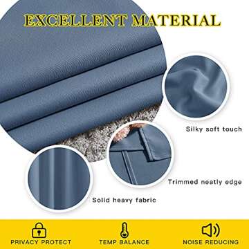 NICETOWN Stone Blue Blackout Curtains for Living Room 84 inches Long - Thermal Insulated Grommet Room Darkening Window Treatments Sound Reducing Drapes for Bedroom, 2 Panels, W52 x L84