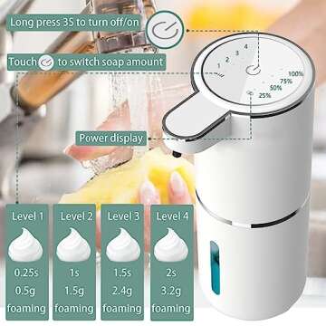 Automatic Soap Dispenser – Touchless Foaming Soap Dispenser 400ml USB Rechargeable Dispenser Elect...
