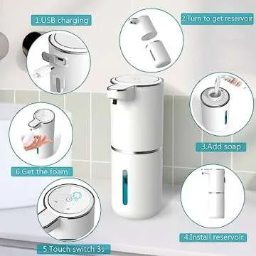 Automatic Soap Dispenser – Touchless Foaming Soap Dispenser 400ml USB Rechargeable Dispenser Electric Wall Mounted 4levels Adjustable Foam Soap Dispenser Pump for Bathroom Kitchen Dish Soap