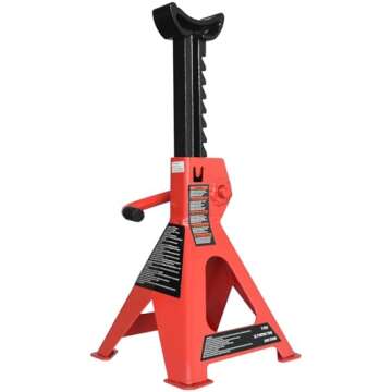 Amazon Basics Steel Jack Auto Stands with 6,000 lb or 3 Ton (2.7 metric Ton) Capacity, 1 Pair, Black and Red