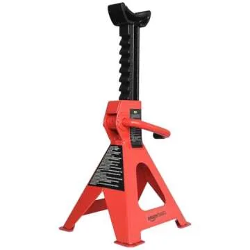 Amazon Basics Steel Jack Auto Stands with 6,000 lb or 3 Ton (2.7 metric Ton) Capacity, 1 Pair, Black and Red