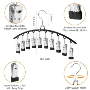Hendiy Legging Organizer for Closet Rotatable,Pants Hangers with 10 Clips,Upgrade Legging Organizer for Closet，Leggings/Shorts/Jeans/Skirts Pants Hangers Space Saving Closet Organizers and Storage 1pc
