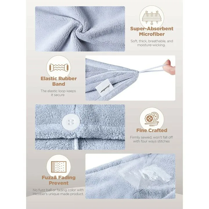 Hicober Microfiber Hair Towel 3 Pack