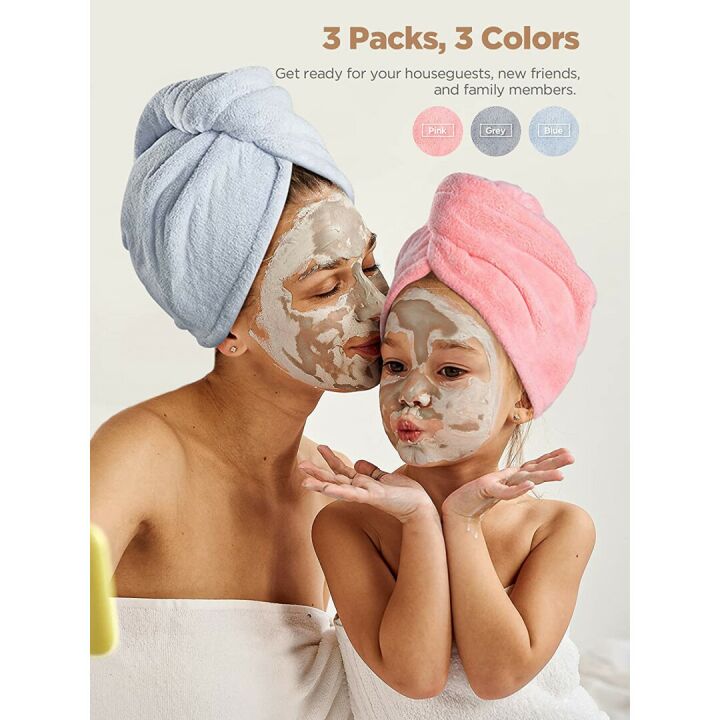 Hicober Microfiber Hair Towel 3 Pack