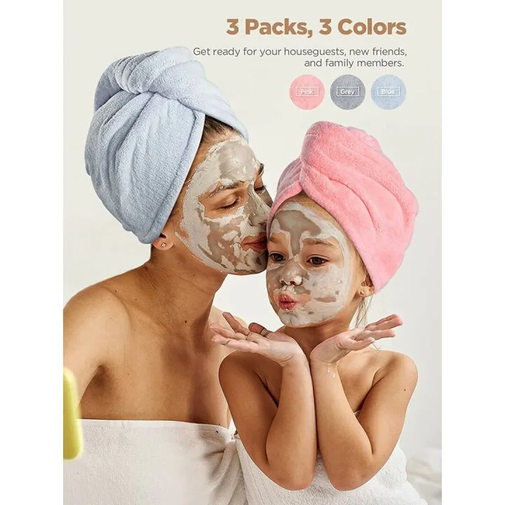 Hicober Microfiber Hair Towel 3 Pack