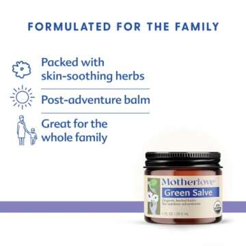 Motherlove Green Salve (1 oz) Family-Friendly Outdoor Adventure Ointment to Soothe Skin - USDA Organ...