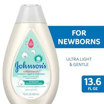 Johnson's CottonTouch Newborn Baby Body Wash & Shampoo, Gentle & Tear-Free, Made with Real Cotton, G...