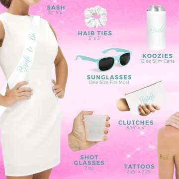 Chug Buddy Bachelorette Party Accessories & Supplies - Green 56 Piece Bachelorette Party Favors Pack With Bachelorette Sash, Sunglasses, Cups And More - Bride Accessories For Bachelorette Party