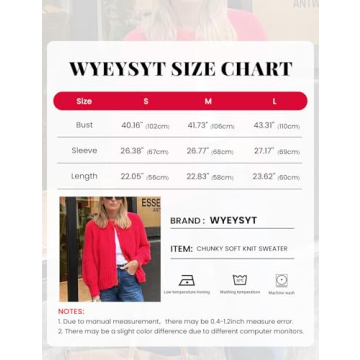 Wyeysyt Women's Cozy Fall Cardigan Sweater in Red