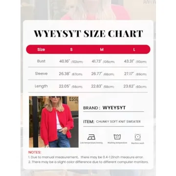 Wyeysyt Women's Cozy Fall Cardigan Sweater in Red