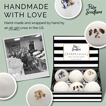 Pure Scentum Extra Large 6oz Vegan Bath Bombs for Women - US Made Organic 6 Relaxing Bath Bomb Gift Set for Women – Luxurious, Organic Bath Bombs for Women and Men (BombeLaLaLa)