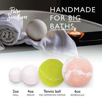 Pure Scentum Extra Large 6oz Vegan Bath Bombs for Women - US Made Organic 6 Relaxing Bath Bomb Gift Set for Women – Luxurious, Organic Bath Bombs for Women and Men (BombeLaLaLa)