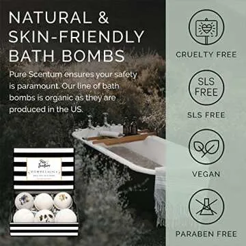 Luxury 6oz Vegan Bath Bombs Set - Organic Spa Experience
