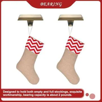 Sunshane Christmas Stocking Holders Mantel Stocking Hanger Hooks Fireplace Mantle Metal Hang Bases for Xmas Party Decorations (Bronze, 4)