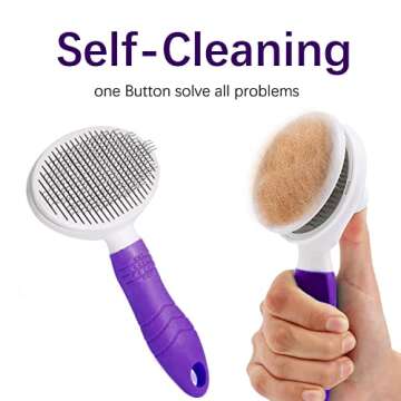 Cat Self Cleaning Slicker Brush, Pets Skin Friendly Cat Brush for Dogs Cats Grooming Brush Tool Easy...