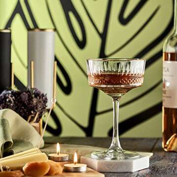 the mask el turko Vintage Coupe Glasses Set of 4, Champagne, Cocktail, Martini, Wine Glasses, Long S...