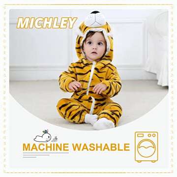 MICHLEY Unisex Baby Boy Girl Hooded Romper Winter Animal Cosplay Jumpsuit Outfits, Tiger, 24-30month...