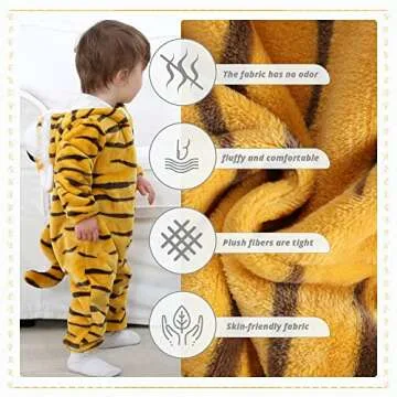 MICHLEY Unisex Baby Boy Girl Hooded Romper Winter Animal Cosplay Jumpsuit Outfits, Tiger, 24-30months, Size 110