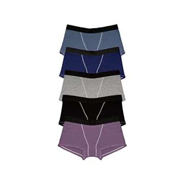 Nabtos Women Boxers Basic Cotton Boyshort Briefs Panties Solid Black and Colors Underwear Pack 5