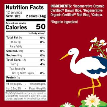 Lundberg Thin Brown Rice Cakes, Red Rice & Quinoa, 6-Pack –Regenerative Organic Certified Thin Ric...