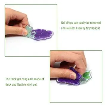 20 PCS Fruits Thick Gel Clings Fruits Window Gel Clings Decals Stickers for Kids Toddlers and Adults Home Airplane Classroom Nursery Fruits Party Supplies Decorations Removable and Reusable