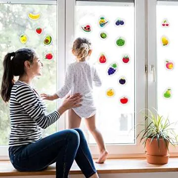 20 PCS Fruits Thick Gel Clings Fruits Window Gel Clings Decals Stickers for Kids Toddlers and Adults Home Airplane Classroom Nursery Fruits Party Supplies Decorations Removable and Reusable