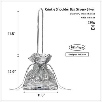 KWANI Crinkle PU Leather Handbag in Silvery Silver