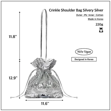 KWANI Crinkle PU Leather Handbag in Silvery Silver